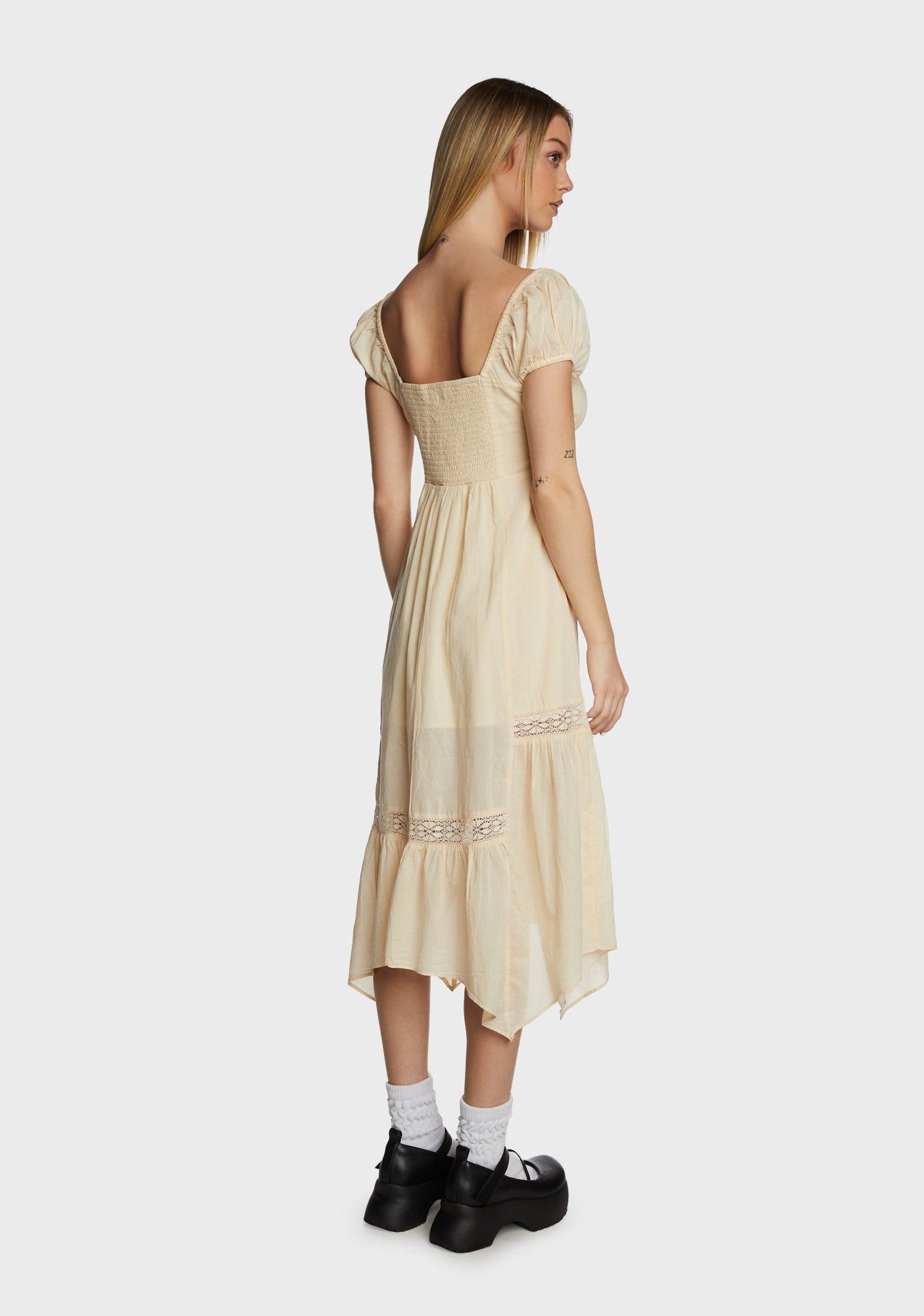 carmen bohemia cotton midi dress BDG Lace Panel Puff Sleeve Midi Dress