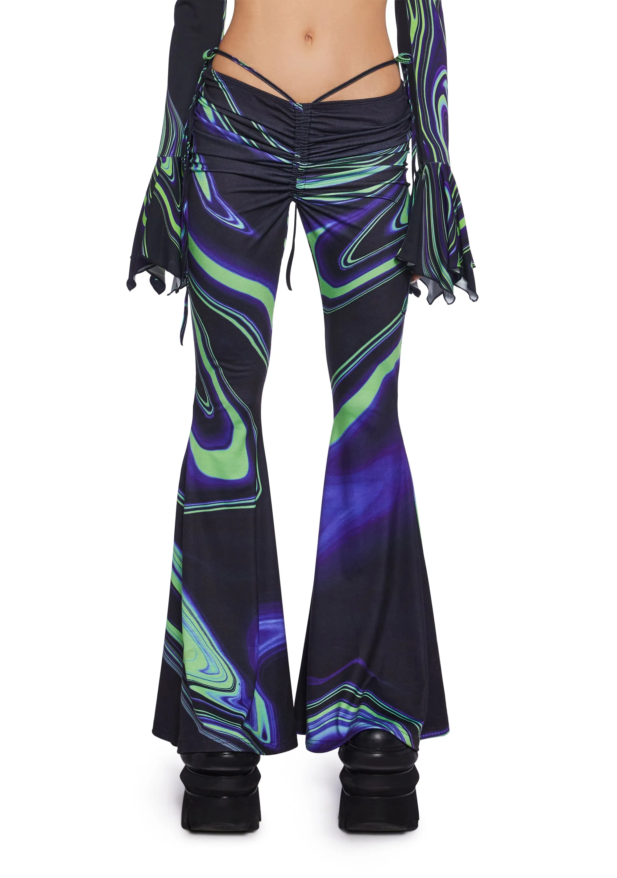 Synth Metamorphosis Flared Pants sold by Dolls Kill