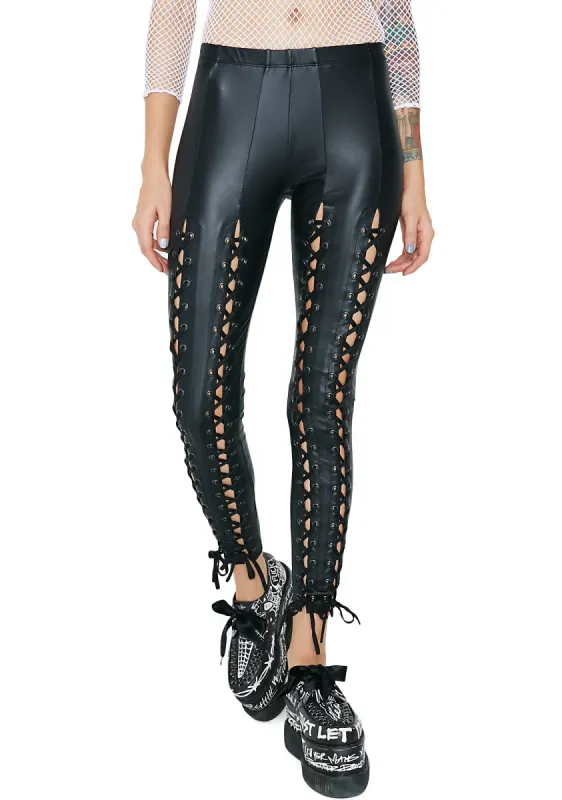 Seeing Double Lace-Up Leggings sold by Dolls Kill
