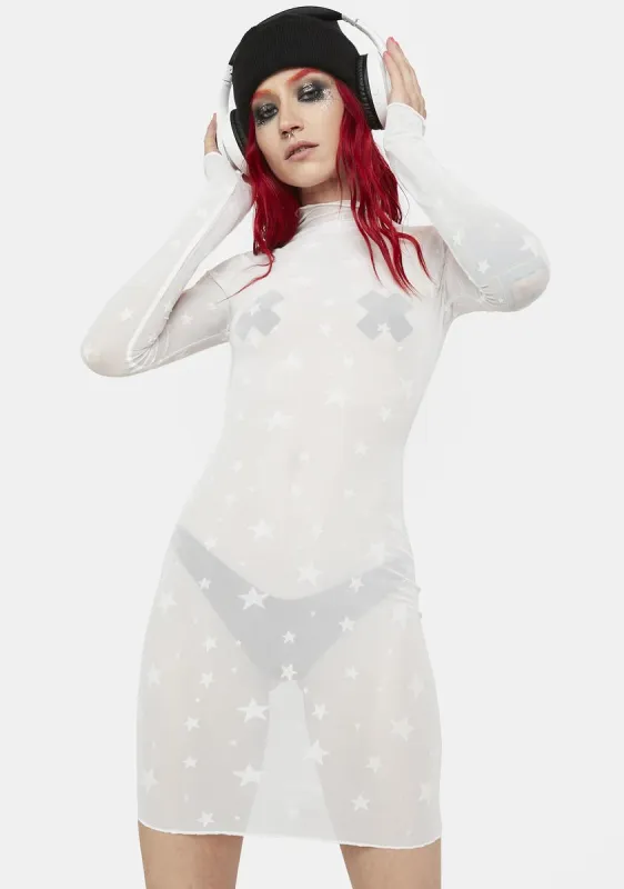 Icy Divine Sounds Mesh Mini Dress sold by Dolls Kill