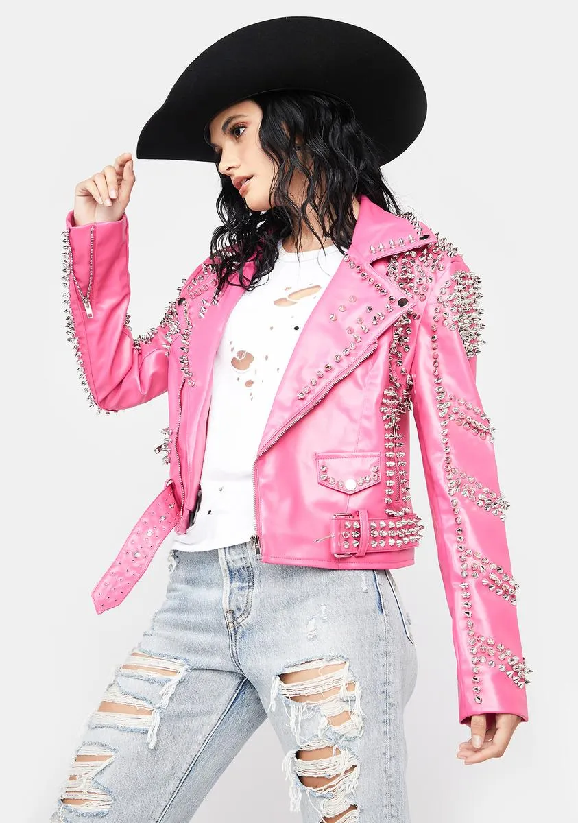 Pink Sofi Studded Moto Jacket sold by Dolls Kill product image thumbnail 2