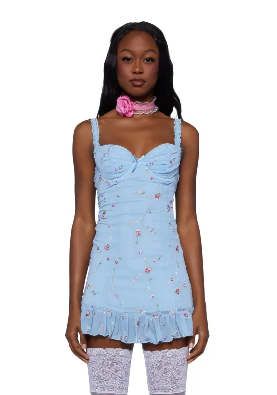 I'm Baby Mini Slip Dress- Blue sold by Dolls Kill