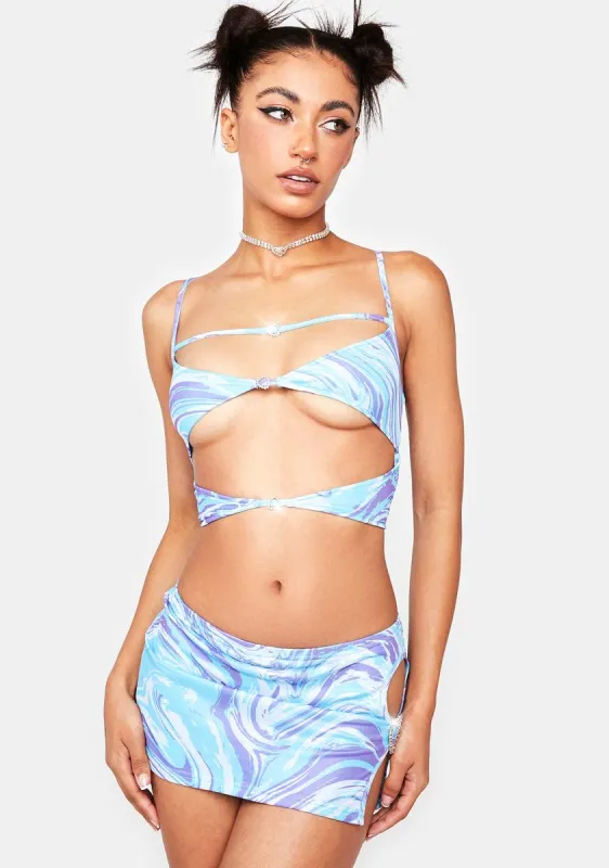 Cyan Swirl Girl Skirt Set sold by Dolls Kill