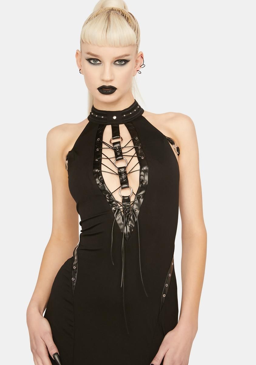 Deep V Maxi Dress sold by Dolls Kill