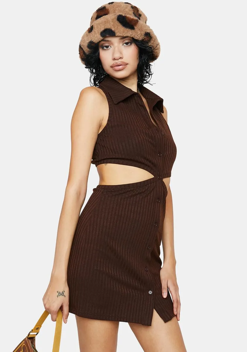 Mocha Cut Out Ribbed Mini Dress sold by Dolls Kill product image thumbnail 2
