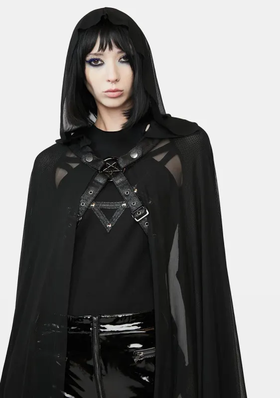 Hooded Mesh Cloak sold by Dolls Kill
