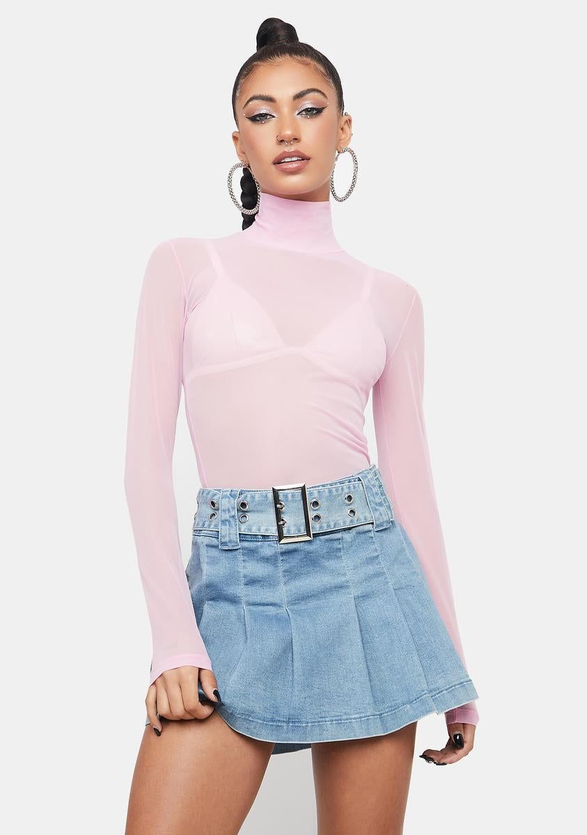 Lavender Mesh Turtleneck Top sold by Dolls Kill