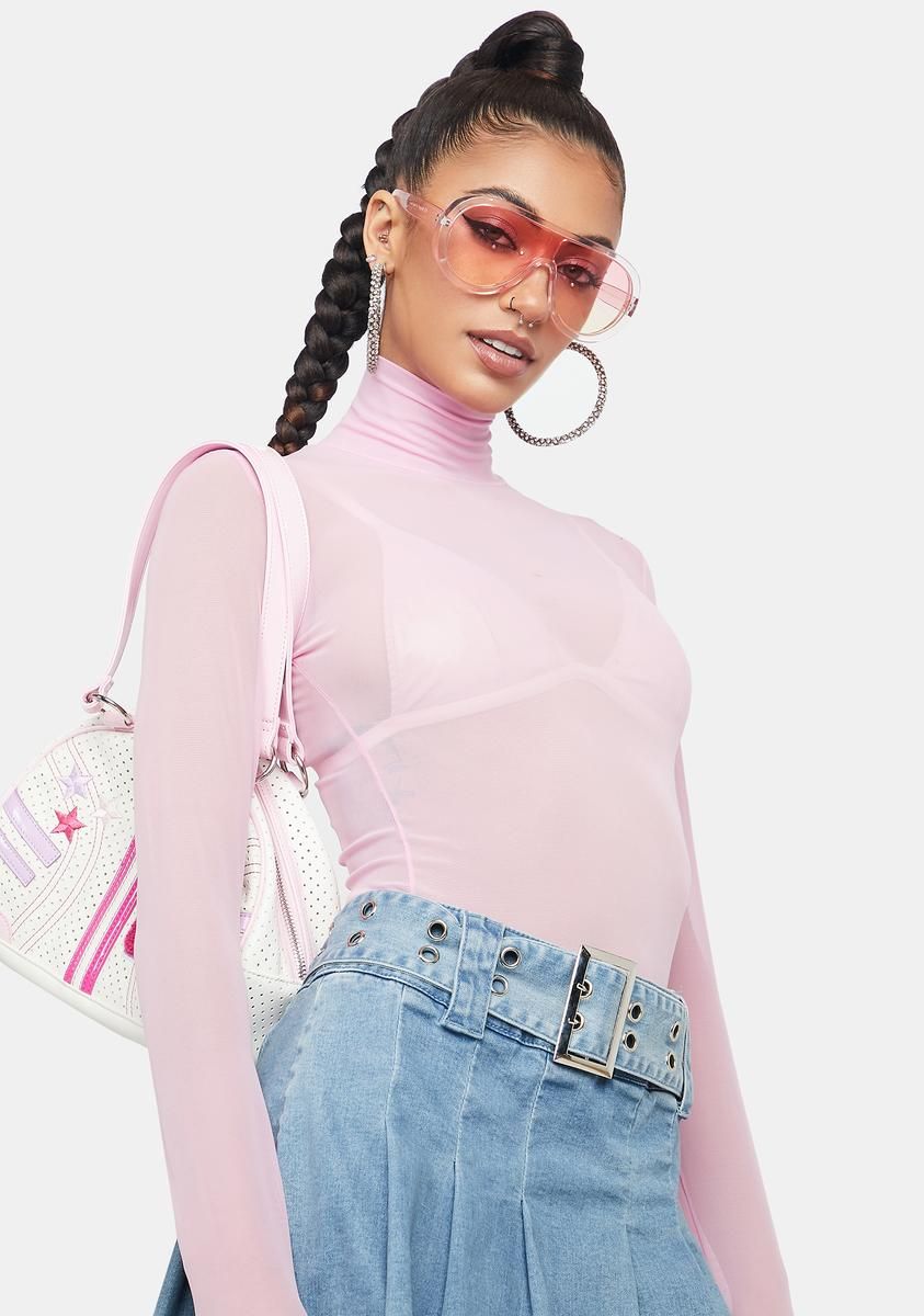 Lavender Mesh Turtleneck Top sold by Dolls Kill product image thumbnail 2