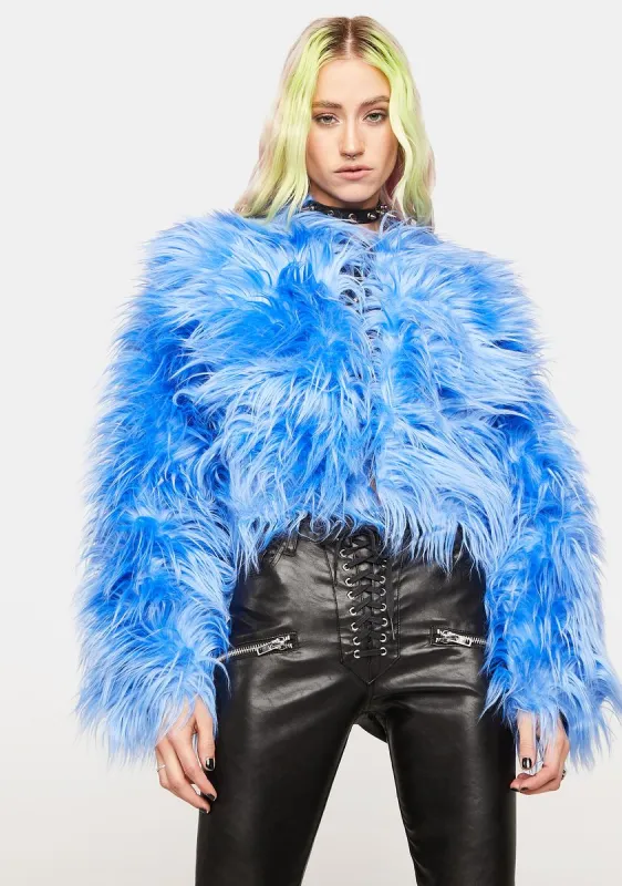 Aqua Exclude You Faux Fur Jacket sold by Dolls Kill