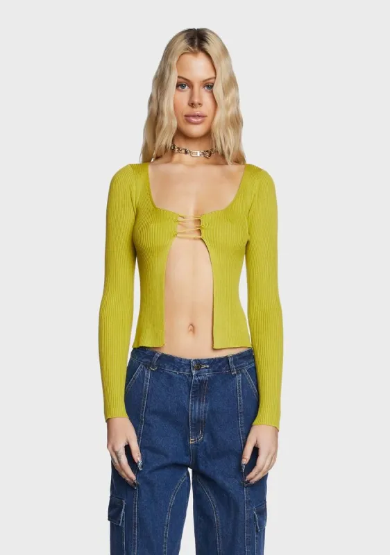 Ladder Detail Open Front Knit Top sold by Dolls Kill