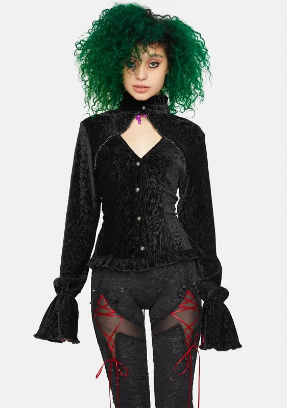 High Neck Long Sleeve Cutout Top sold by Dolls Kill