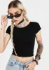 Black Cap Sleeve Seamless Cami Tee sold by Dolls Kill