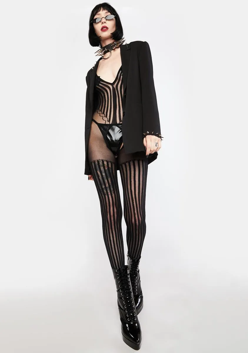 Sassy Circus Striped Bodystocking sold by Dolls Kill