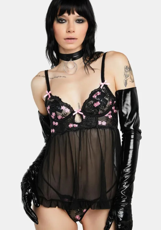 Noir Never Say Never Chemise Set sold by Dolls Kill