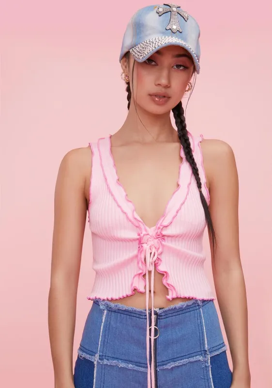 Sweet Tooth Lace Up Crop Tank sold by Dolls Kill