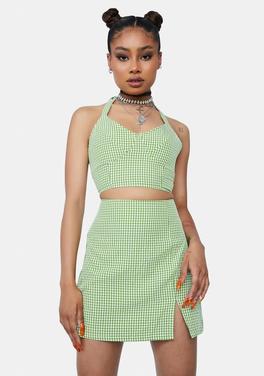 Isle Call Me L8r Gingham Mini Skirt Set sold by Dolls Kill