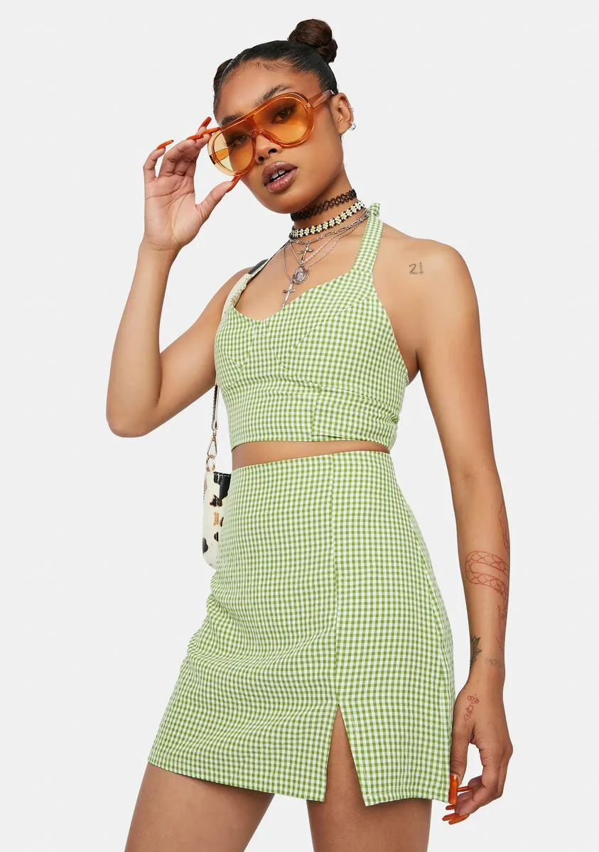 Isle Call Me L8r Gingham Mini Skirt Set sold by Dolls Kill product image thumbnail 2