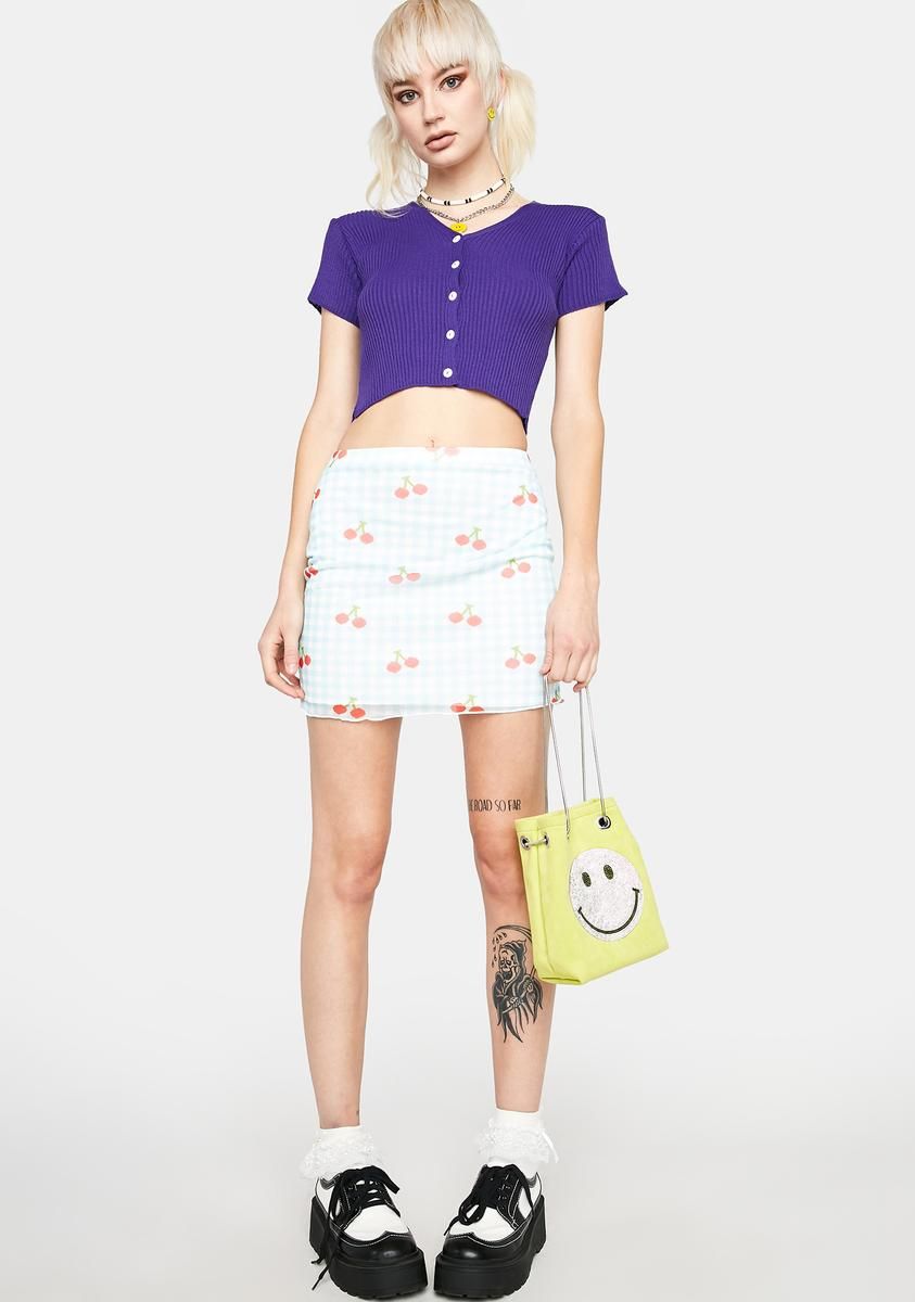 Purple 90s Short Sleeve Cardigan sold by Dolls Kill product image thumbnail 5