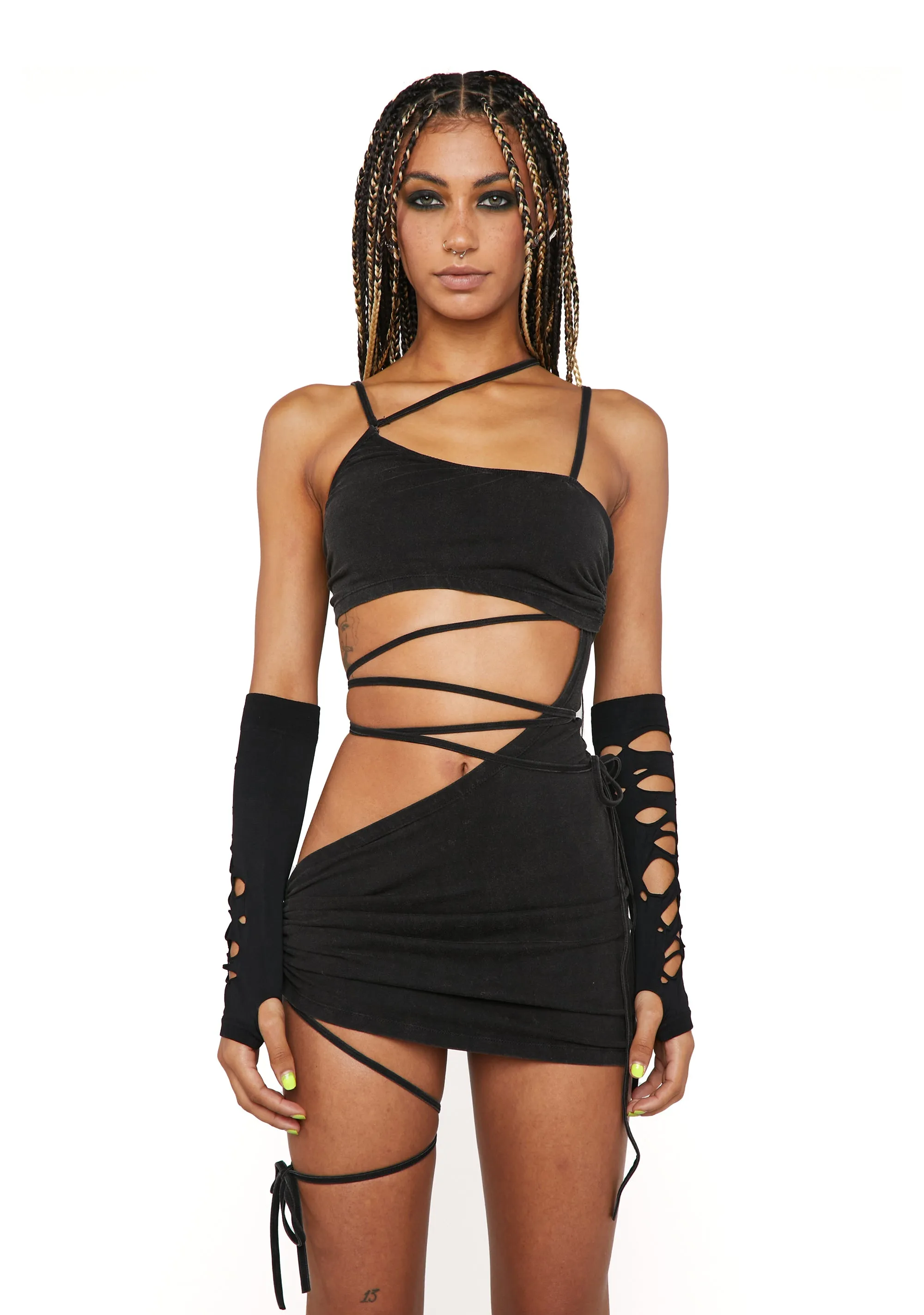 Compression Strappy Mini Dress sold by Dolls Kill