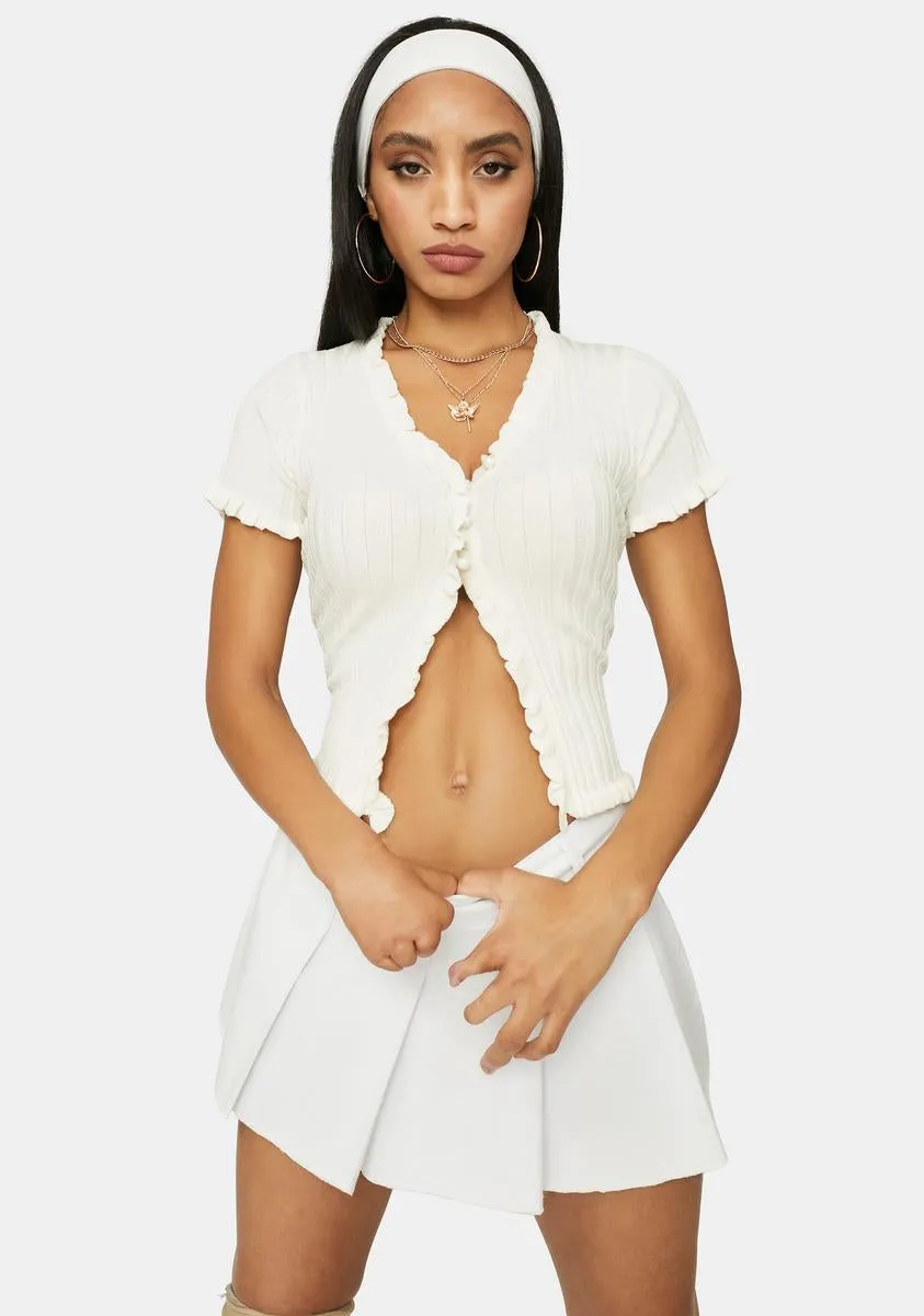 Ivory Figure It Out Ribbed Cardigan sold by Dolls Kill