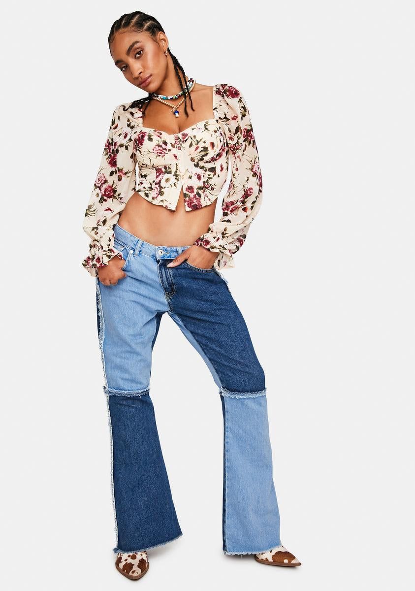 Flawless Florals Floral Puff Bustier Crop Top sold by Dolls Kill product image thumbnail 3