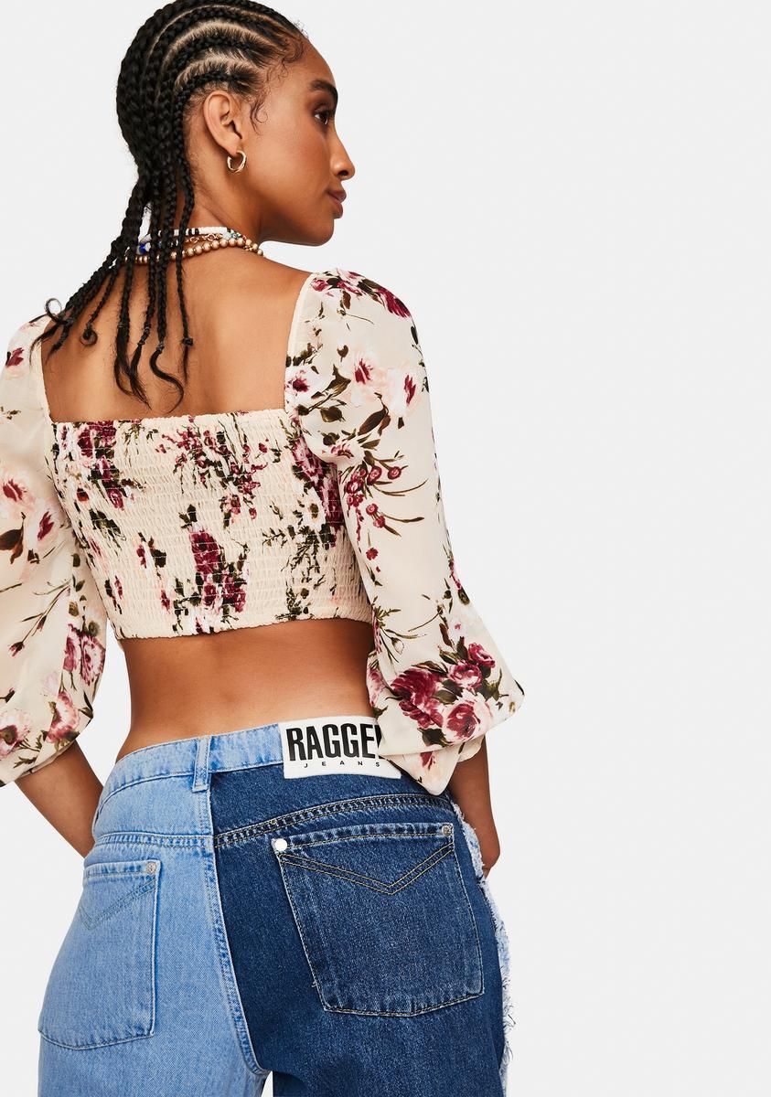 Flawless Florals Floral Puff Bustier Crop Top sold by Dolls Kill product image thumbnail 4