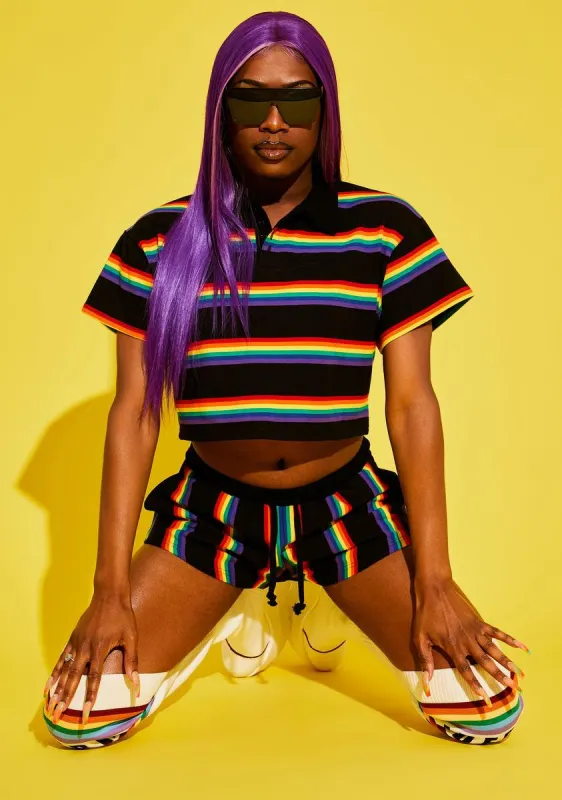 Strutting By Life Rainbow Short Set sold by Dolls Kill