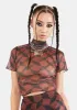 Recycled Brown Geo Mesh Crop Top sold by Dolls Kill