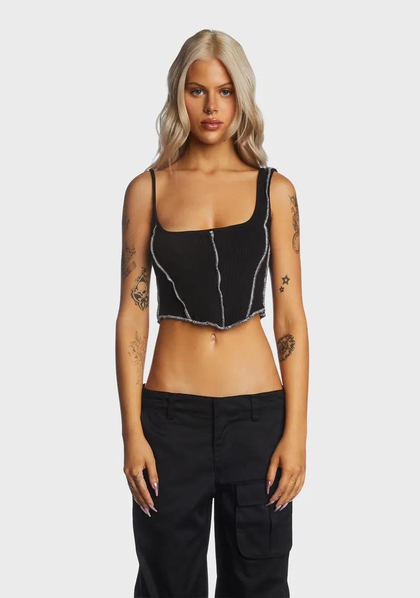 Piped Cropped Top sold by Dolls Kill