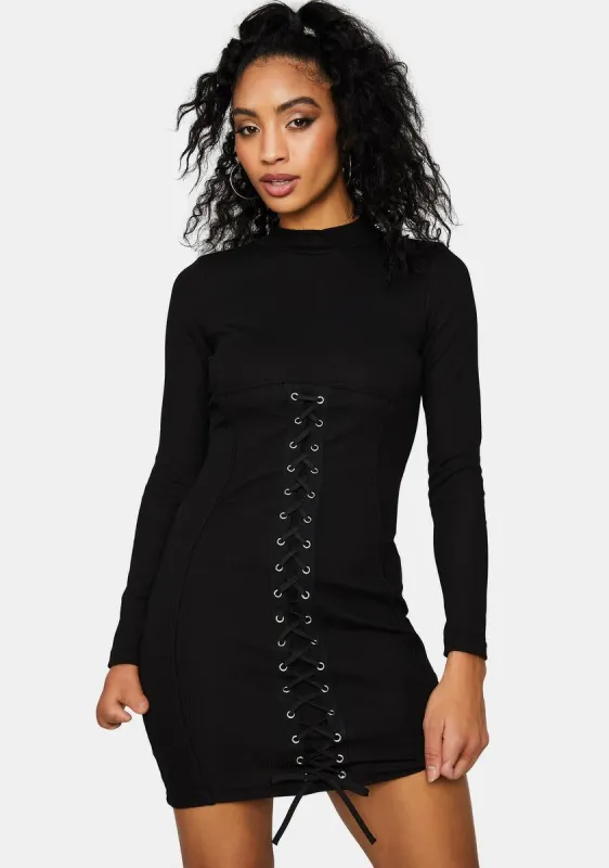 Night Ride The High Lace-Up Bodycon Dress sold by Dolls Kill