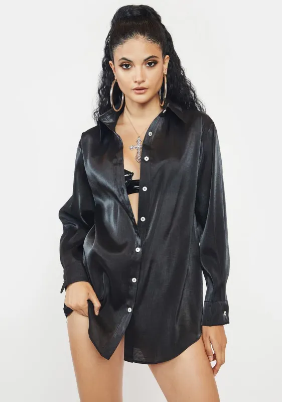 Black Organza Oversized Blouse sold by Dolls Kill
