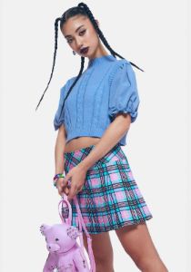 True Knit Puff Sleeve Top sold by Dolls Kill