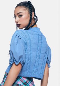True Knit Puff Sleeve Top sold by Dolls Kill