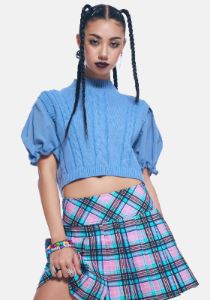 True Knit Puff Sleeve Top sold by Dolls Kill
