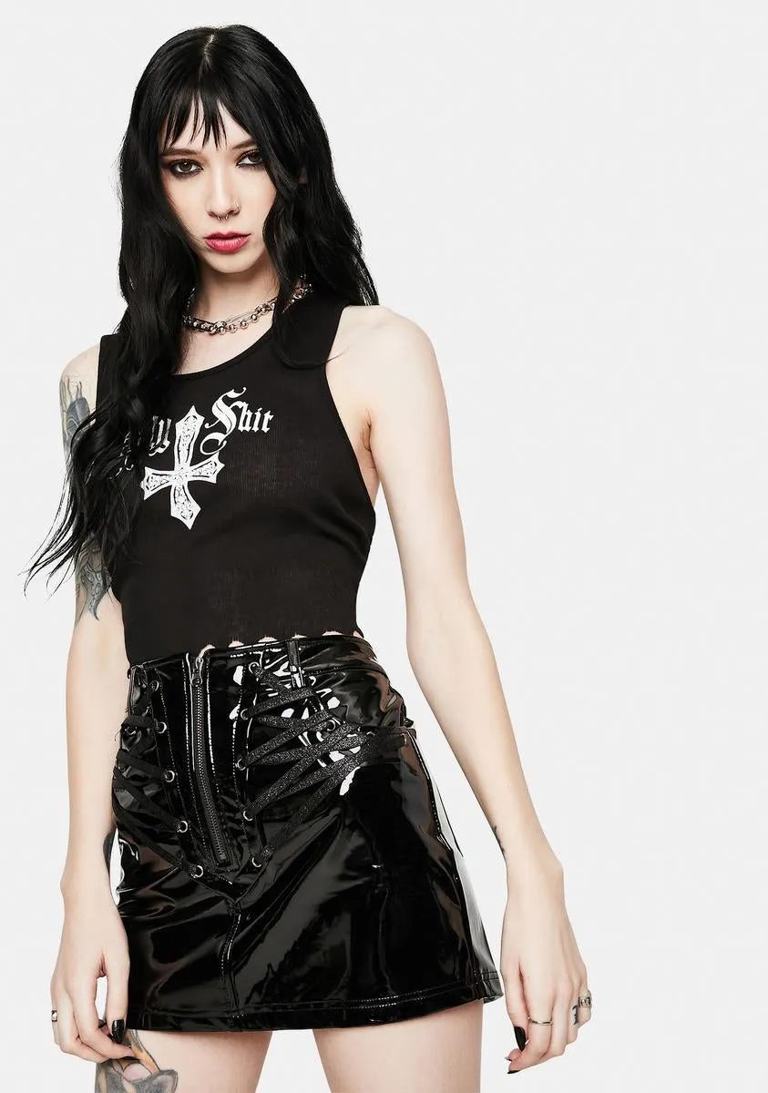 Vinyl Lace-Up Mini Skirt sold by Dolls Kill product image thumbnail 2