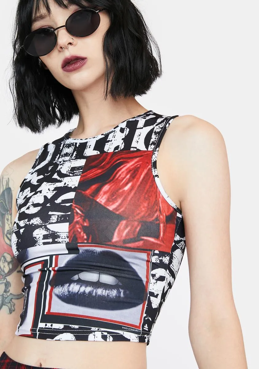 Smack Talk Patchwork Crop Top sold by Dolls Kill