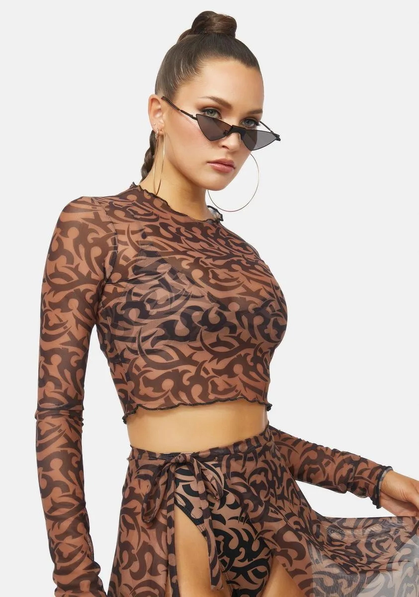 Fedra Tattoo Print Mesh Top sold by Dolls Kill