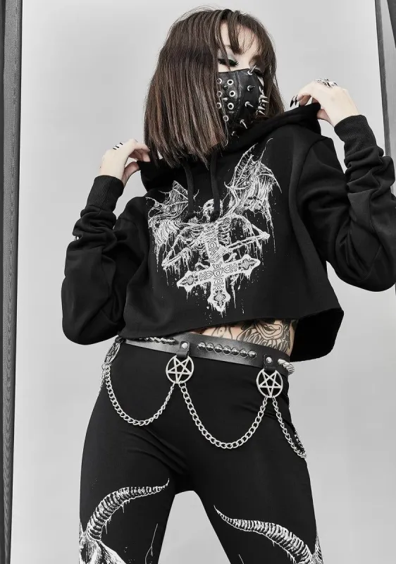 The Devil Inside Crop Hoodie sold by Dolls Kill