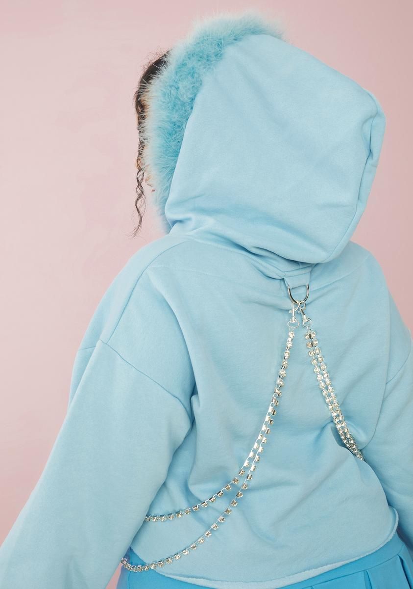 Aqua She's Blinged N' Babied Rhinestone Hoodie sold by Dolls Kill product image thumbnail 4