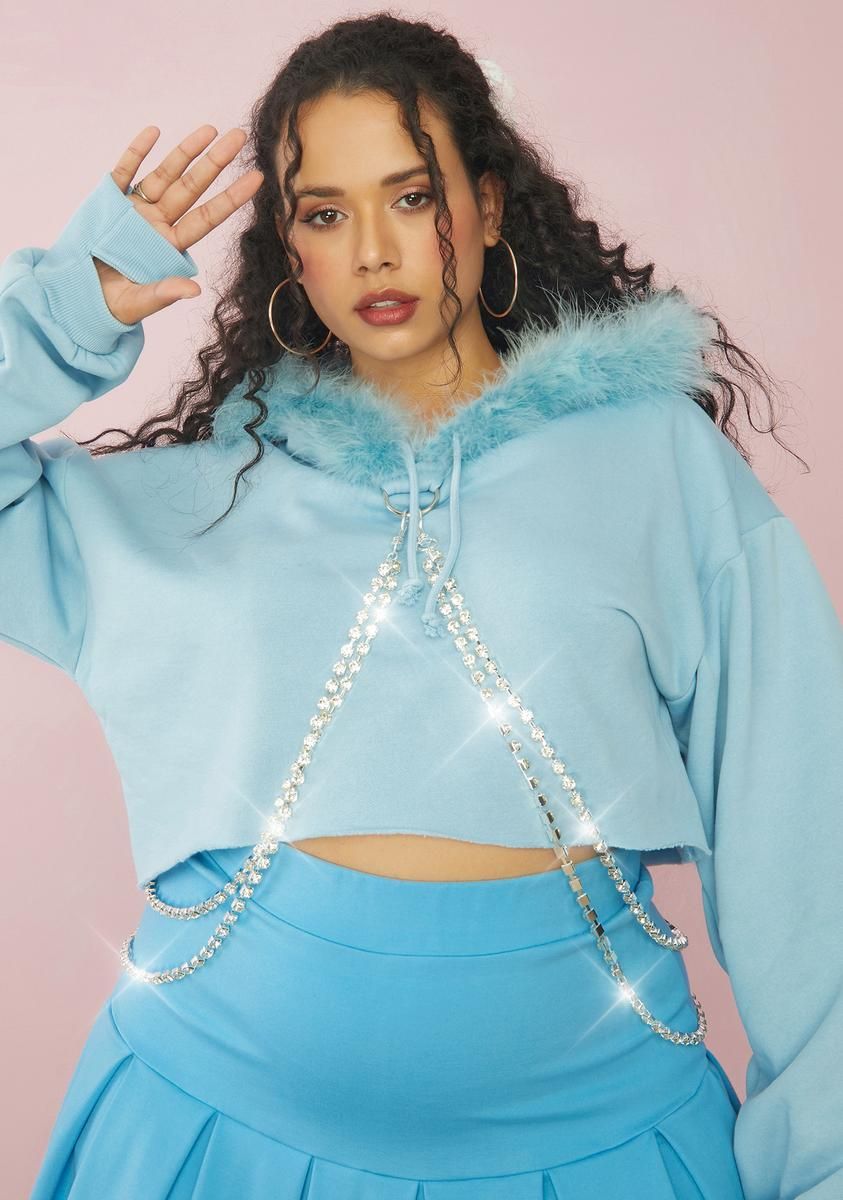 Aqua She's Blinged N' Babied Rhinestone Hoodie sold by Dolls Kill product image thumbnail 5