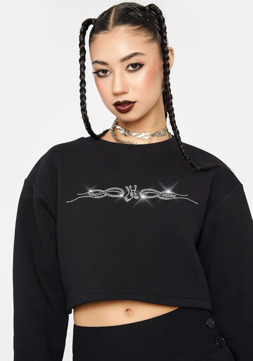 LH Tribal Rhinestone Cropped Sweatshirt sold by Dolls Kill