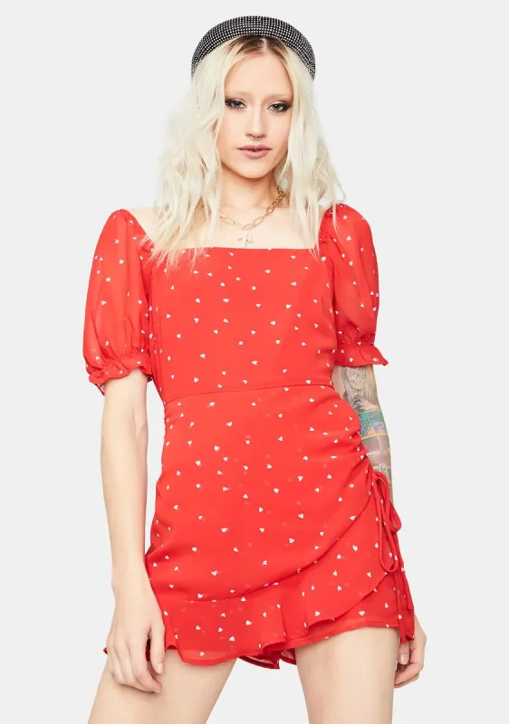 Bye Bye Birdie Polka Dot Wrap Romper sold by Dolls Kill