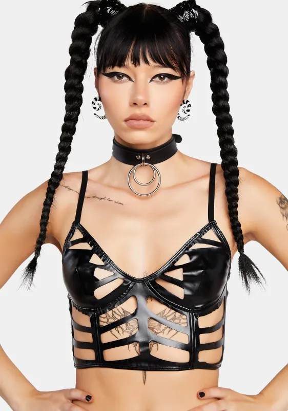 Dark Skeletoria Cut-Out Bustier Top sold by Dolls Kill