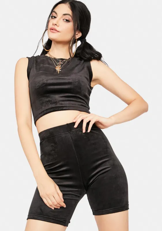 Come Correct Velour Biker Shorts Set sold by Dolls Kill