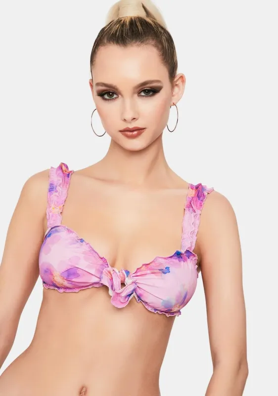 Colby Watercolor Floral Bikini Top sold by Dolls Kill