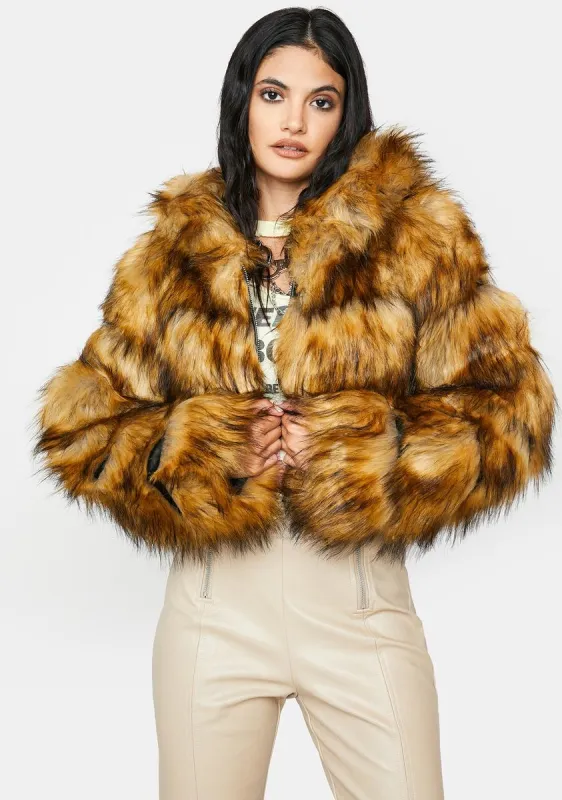 Brown Gracelle Faux Fur Coat sold by Dolls Kill