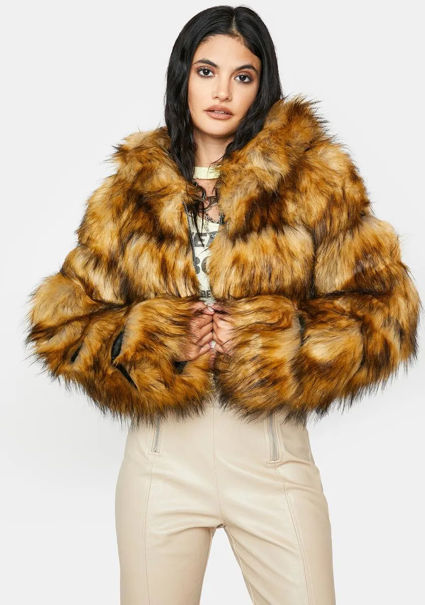 Brown Gracelle Faux Fur Coat sold by Dolls Kill