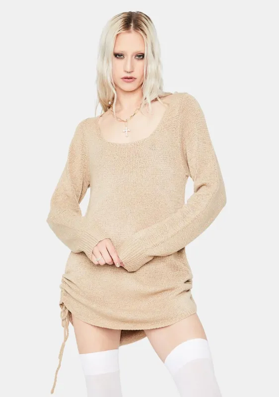 Mocha Keep It Movin' Knit Swing Dress sold by Dolls Kill