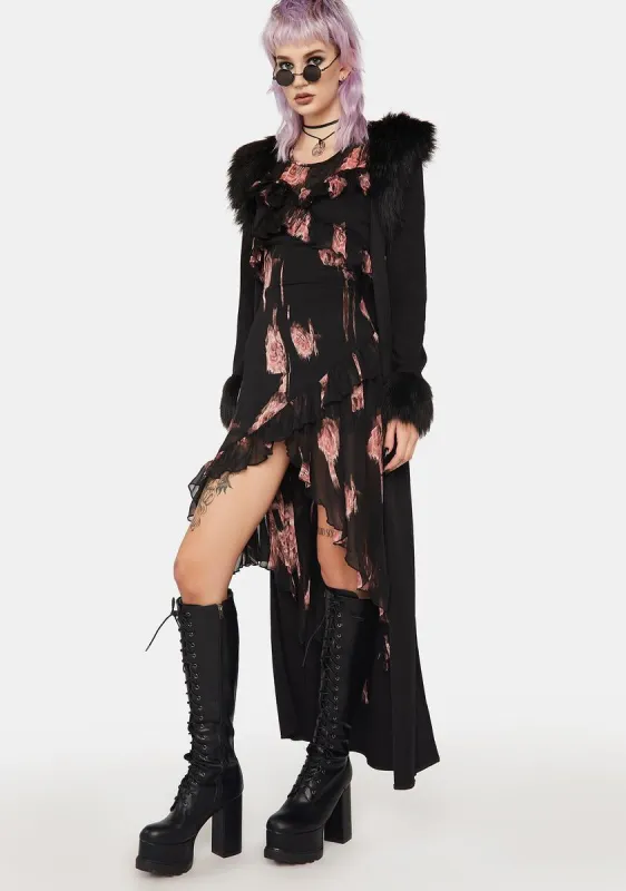 Grunge Irregular Floral Printed Ruffled Dress sold by Dolls Kill