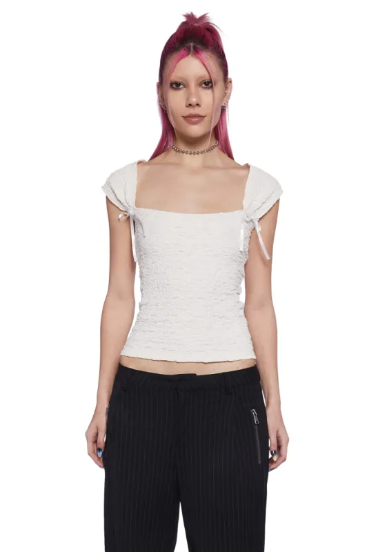 What A Girl Wants Cap Sleeve Top - Ivory sold by Dolls Kill